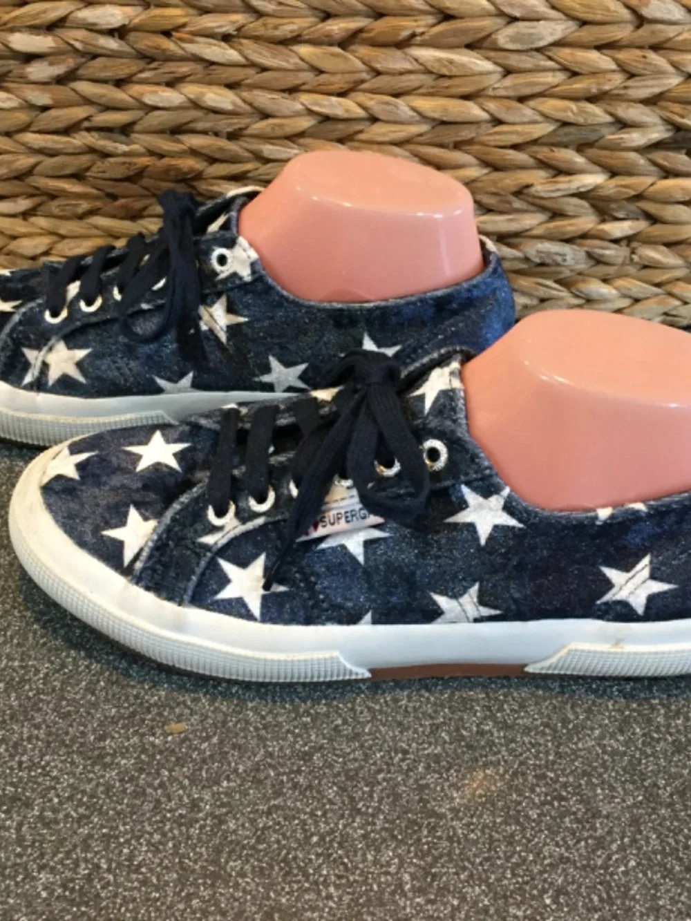 Superga Navy Blue Star Print Sneakers